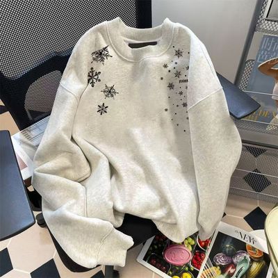 男新款卫衣印花圆领春秋男款无帽冬重磅小领口男潮白色黑色青少年