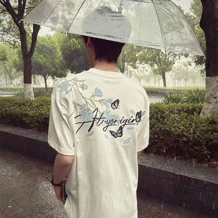 889情侣蝴蝶小众t恤新款宽松设计感夏季上衣女半袖短袖潮牌2026刺