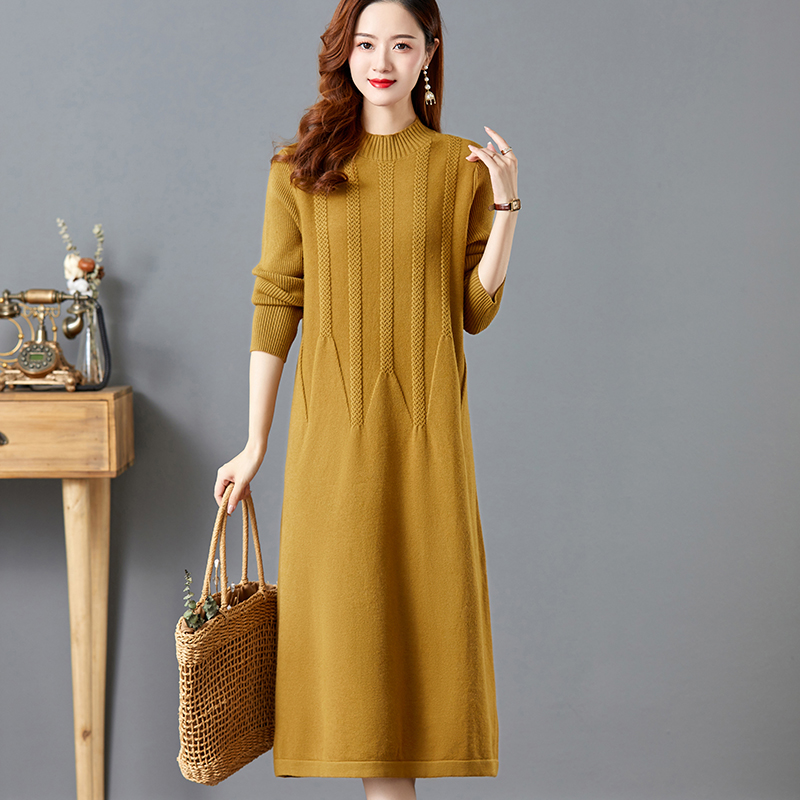 中长款秋冬女针织羊毛衫毛衣裙