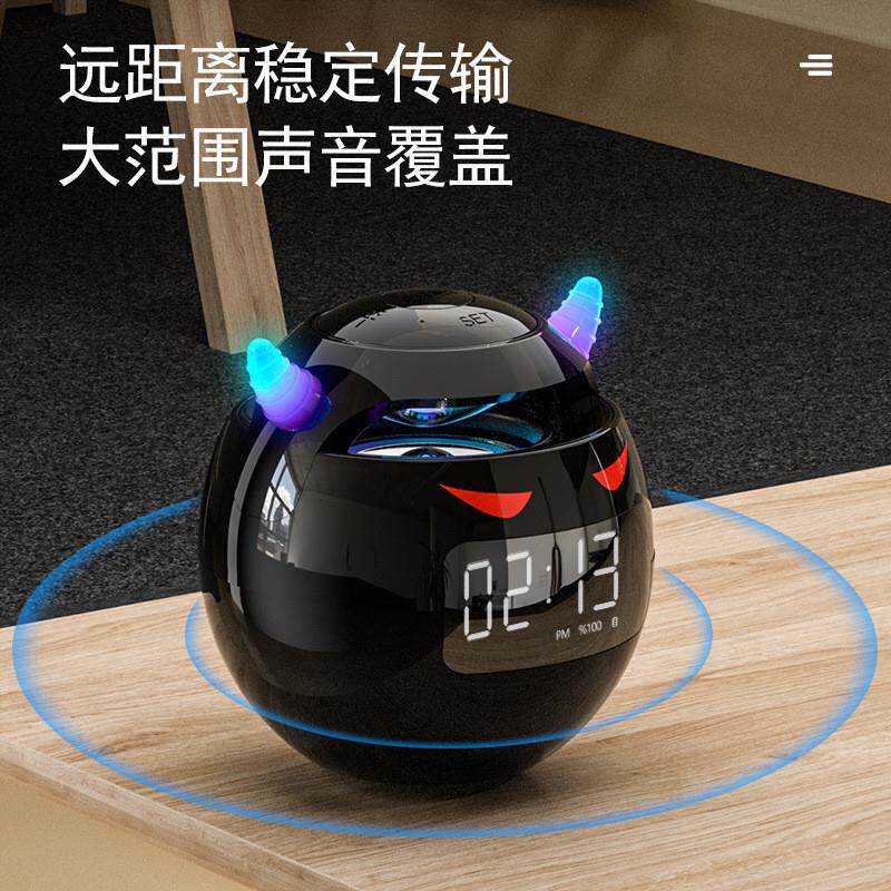 跨境G9小恶魔蓝牙音箱时钟闹钟AI智能音响桌面礼品插卡HIFI低音炮
