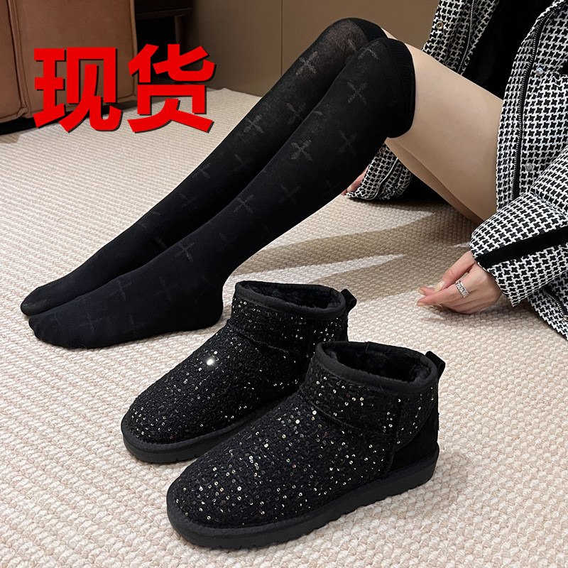 低筒平底雪地靴女冬季保暖棉鞋