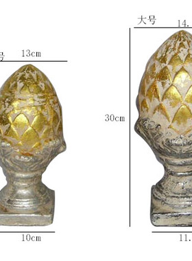 欧式陶艺摆件复古做旧金色装饰品