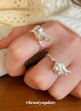 新中式滴油小马开口戒指设计感小众本命年食指戒轻奢高级感指环女