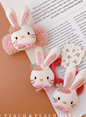 HD11399A025胡萝卜兔蝴蝶结可爱少女时尚ins风弹力发圈碎发夹发饰