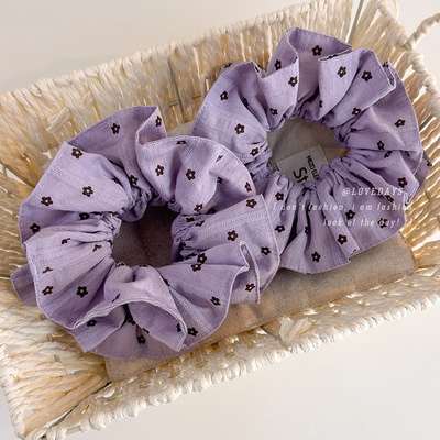 紫气东来~紫色碎花双层大肠发圈2026新款高级感头绳气质皮筋发饰