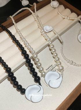 法式复古滴油花朵珍珠项链复古时尚个性气质锁骨链轻奢高级感项饰