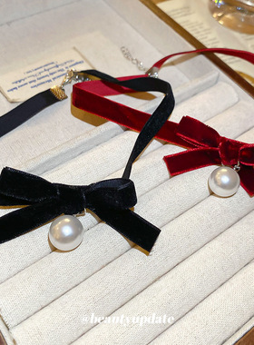 韩丝绒爱心发夹蝴蝶结对夹珍珠碎发卡刘海边夹鸭嘴夹子红新年头饰