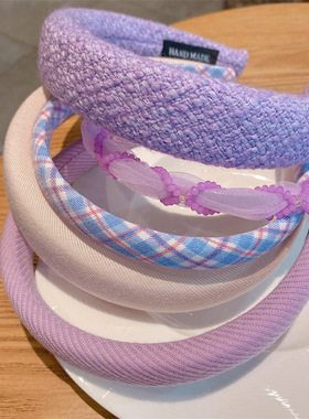 紫色小香风海绵发箍女款秋冬高级感发卡发带韩式高颅项压发发饰