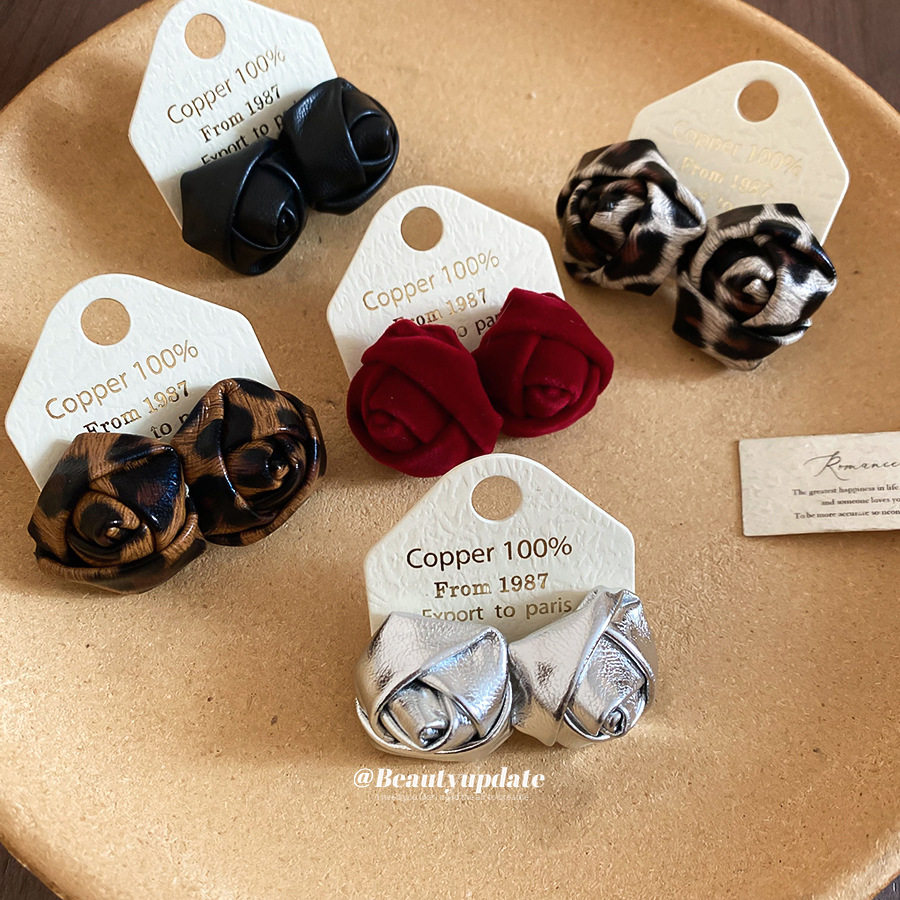 银针布艺皮革花苞花朵耳钉欧美时尚甜美气质耳环轻奢高级感耳饰,饰品/流行首饰/时尚饰品新,耳钉,淘宝优惠券,粉丝福利购,淘宝优惠卷