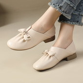 深口真皮女鞋 超软羊皮不累脚单鞋 春秋季 中年妈妈鞋 平底一脚蹬皮鞋