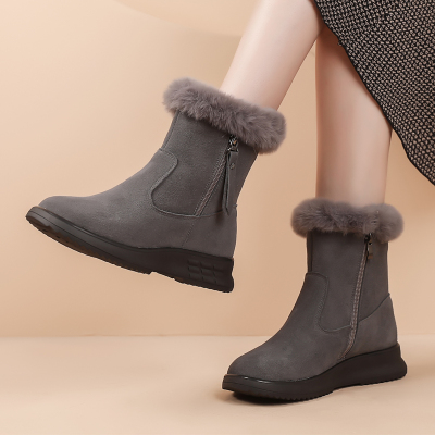 冬季保暖厚底雪地靴女加绒棉靴软底舒适短靴防滑女鞋中年妈妈棉鞋