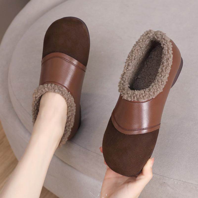 平底保暖毛毛鞋软底舒适妈妈棉皮鞋一脚蹬加绒豆豆鞋真皮秋冬棉鞋,女鞋,深口单鞋,淘宝优惠券,粉丝福利购,淘宝优惠卷