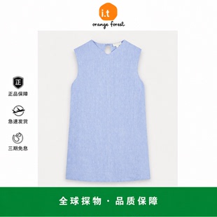 【现货】it orange forest标准版型V领露背亚麻迷你连衣裙夏新品