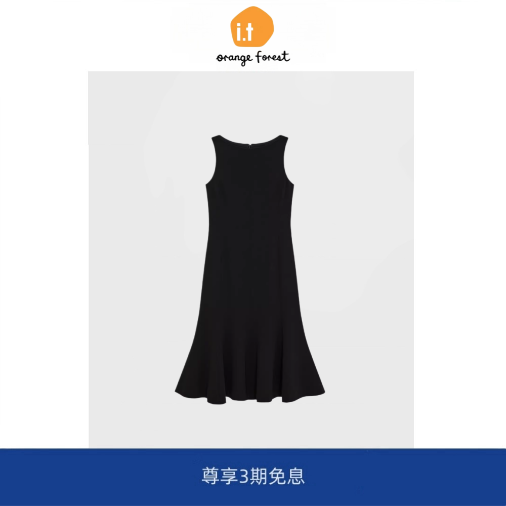 【现货】it orange forest船领无袖鱼尾伞摆连衣裙气质显瘦裙子