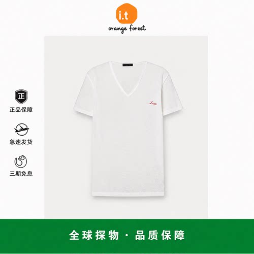 【现货】it orange forest含麻凉感V领显瘦宽松T恤短袖亲肤上衣女