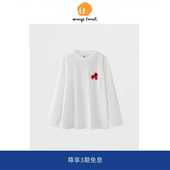 T恤马年系列串珠刺绣上衣女 长袖 orange forest秦岚同款