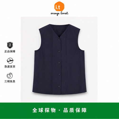 【现货】it orange forest休闲版型无袖衬衫藏青色夏新品棉质马甲