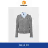 毛衣上衣女 forest沈梦辰气质Polo领拼接假两件针织衫 orange