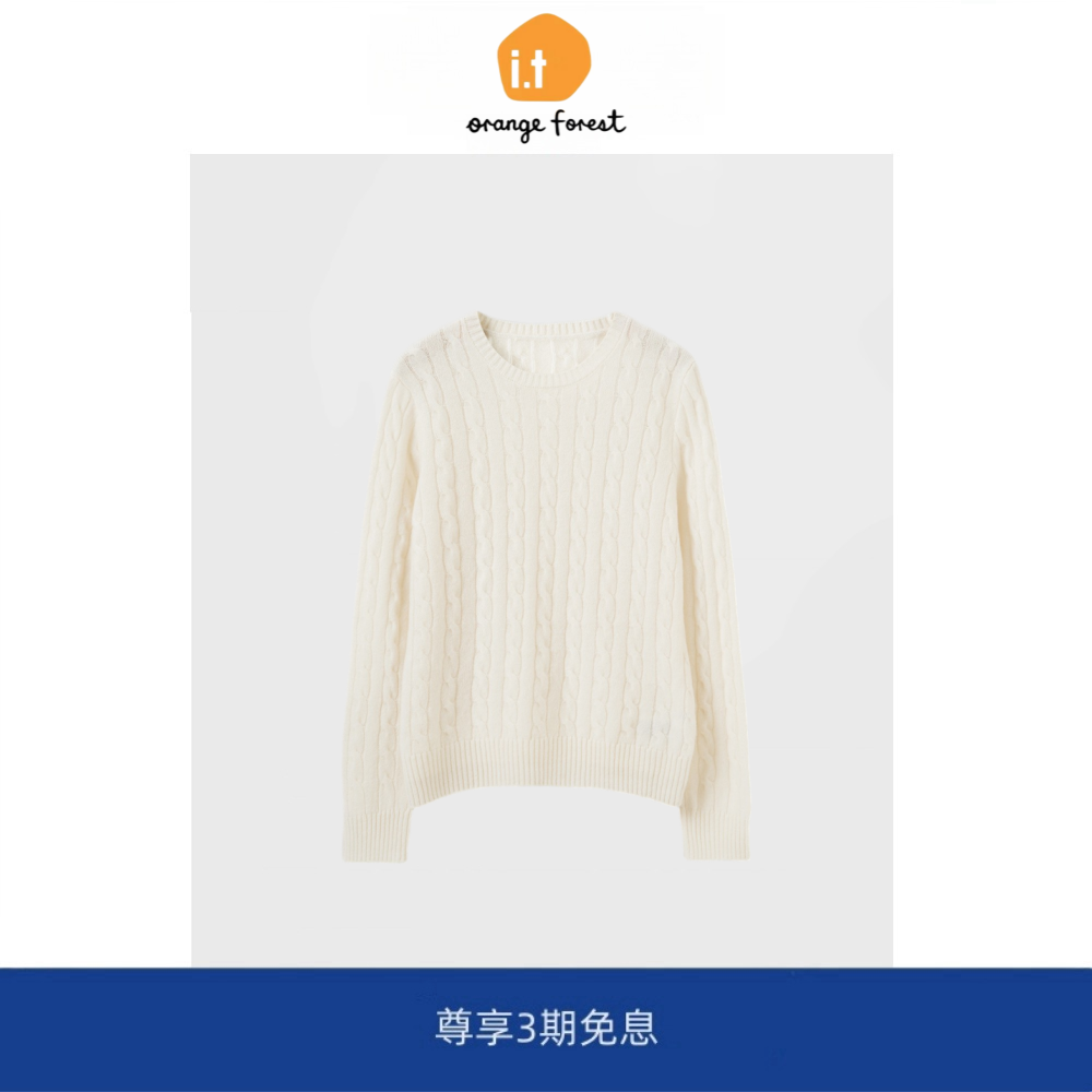 it :orange forest拉夫战马刺绣针织毛衣圆领羊毛针织衫女
