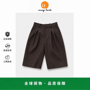 【现货】it orange forest羊毛双褶裥中性西装休闲中裤直筒五分裤