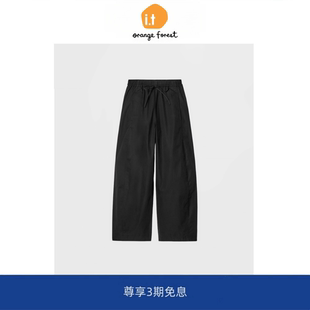 桶形抽绳松紧腰裤 子女 春季 休闲直筒长裤 forest 新品 orange