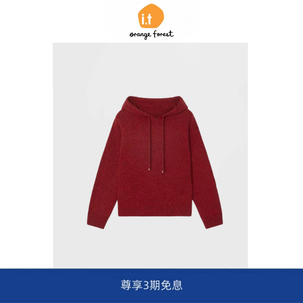 it :orange forest麦花纱针织衫新年红色毛衣羊毛混纺上衣,女装/女士精品,大码内搭,淘宝优惠券,粉丝福利购,淘宝优惠卷