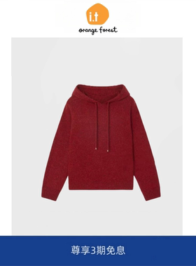 it :orange forest麦花纱针织衫新年红色毛衣羊毛混纺上衣