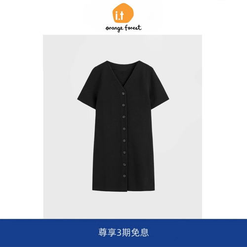 【现货】it orange forest标准版型纽扣装饰迷你针织连衣裙夏新品
