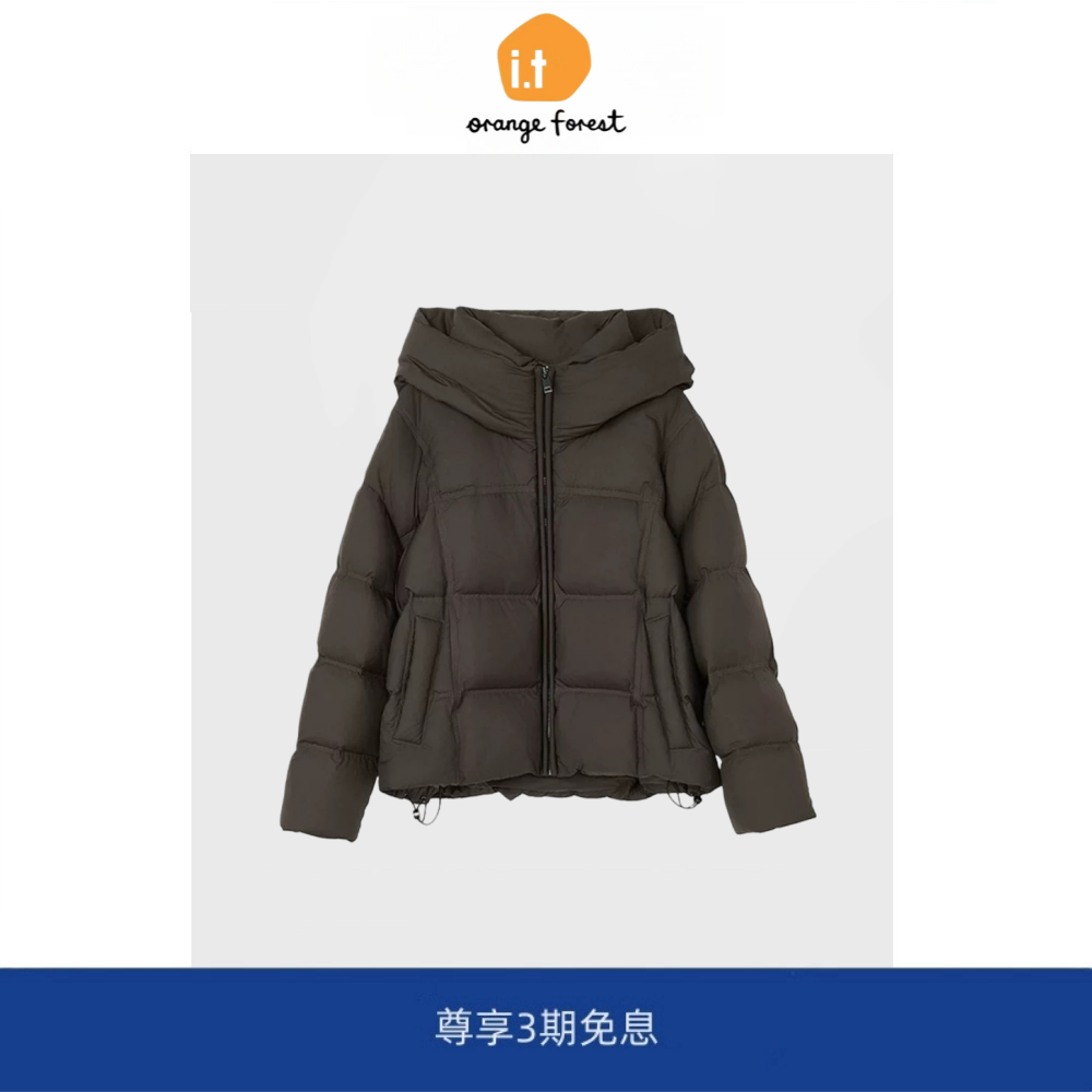 it :orange forest立领连帽羽绒服宽松短款泡芙保暖面包服外套女