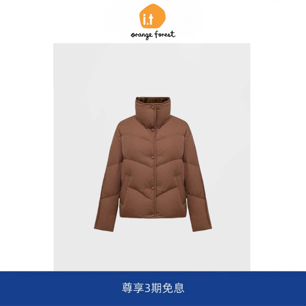 it :orange forest面包羽绒服轻暖质感宽松羊羔毛翻领羽绒服外套