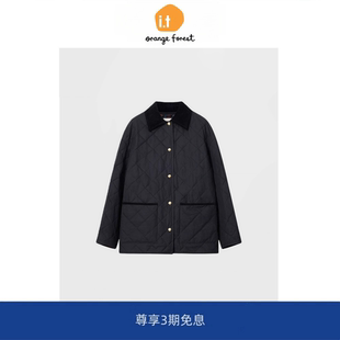 forest女士翻领夹克棉服丝绵混纺保暖休闲上衣外套女 orange