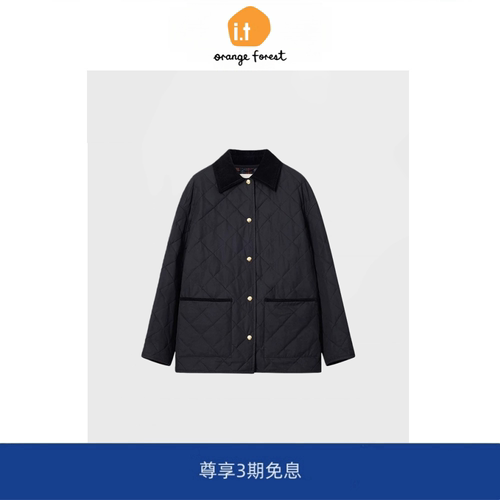 it :orange forest女士翻领夹克棉服丝绵混纺保暖休闲上衣外套女