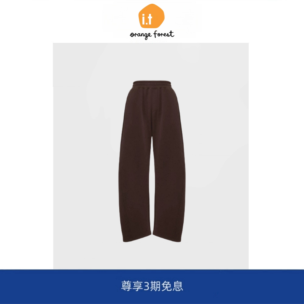it :orange forest松弛感高腰休闲松紧腰弯刀裤女 秋新款百搭裤子