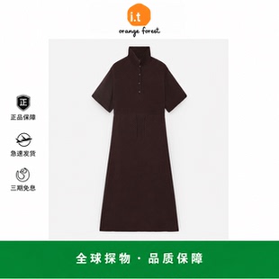 【现货】it orange forest长款连衣裙美拉德咖色polo领短袖衬衫裙