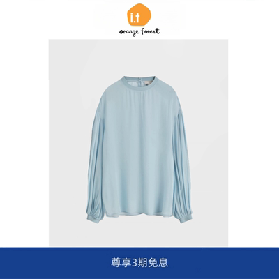 it :orange forest微透圆领气球袖衬衫女 2025年秋季新款衬衣上衣