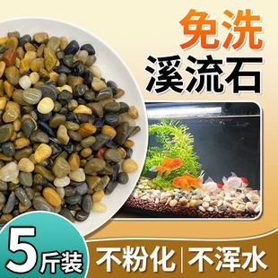 原生溪流石造景鱼缸底砂免洗鹅卵石装饰五彩石大石头头纯天然铺底