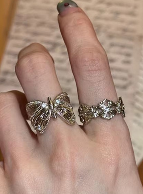 vintage中古风轻奢花丝蝴蝶镂空