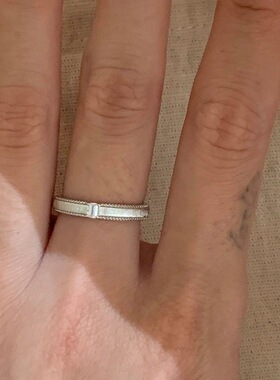 韩系冷淡风ins银色拉丝闪钻素圈