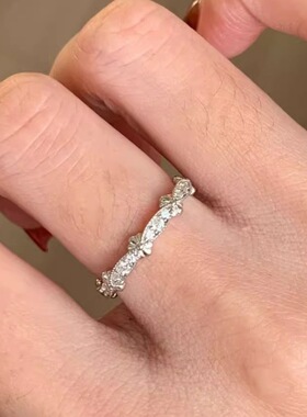 复古轻奢鸢尾花蕾丝戒指女精致