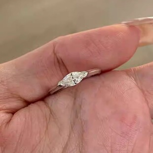 韩系冷淡风超闪马眼钻戒指女小众ins感精致百搭可调节食指戒开口