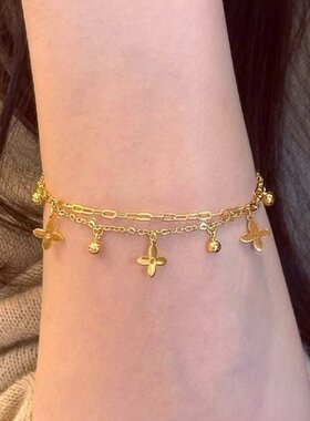 新款双层星星铃兰花流苏手链女