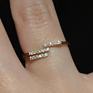 韩系轻奢极简风闪钻细戒小众设计感个性开口戒ins指环金色戒指女