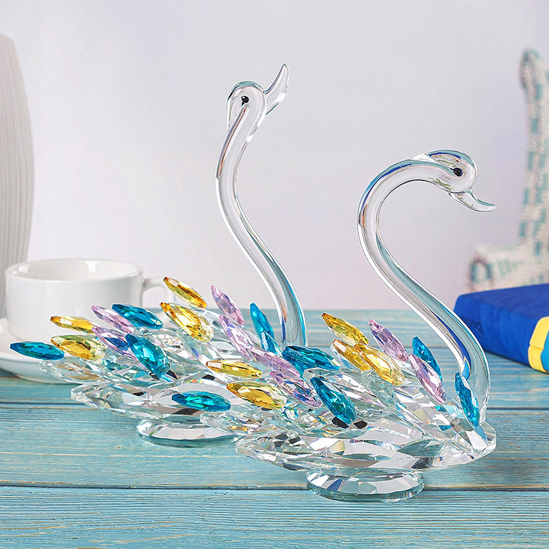 새로운 크리스탈 백조 크리 에이 티브 거실 입구 장식 TV 캐비닛 와인 캐비닛 창 홈 인테리어 결혼 선물