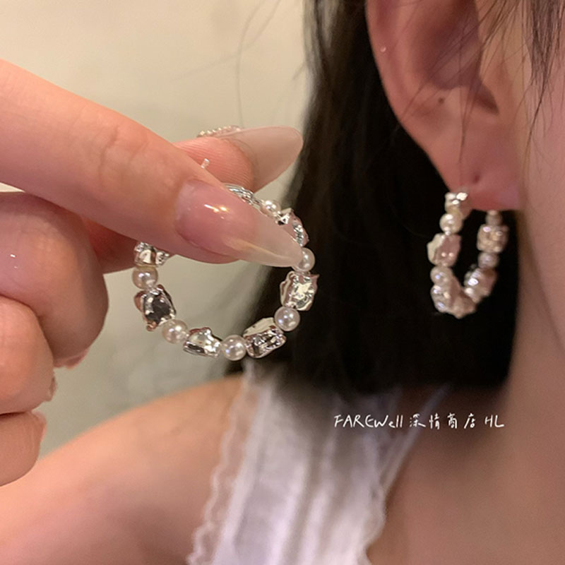 熔岩珍珠圈圈耳环女耳圈耳饰耳钉图片