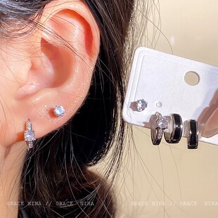 6件套~小众设计感高级感双耳洞耳饰爆款网红2025耳环年新款潮耳钉