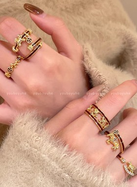 本命年新年红色小马爆款戒指指环