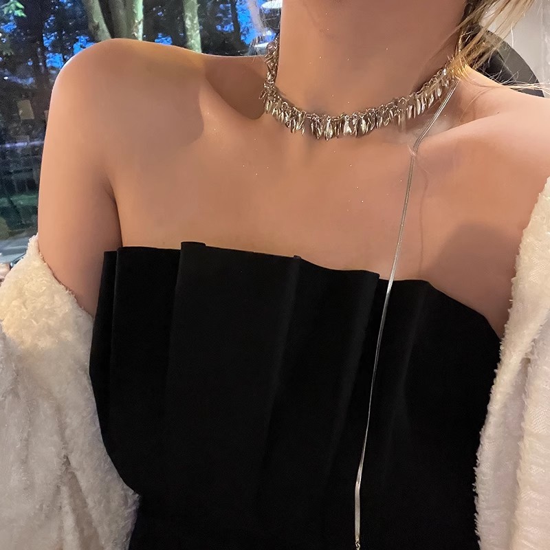 多种戴法麦穗亮片可抽拉项链轻奢高级感小众设计颈链锁骨链毛衣链