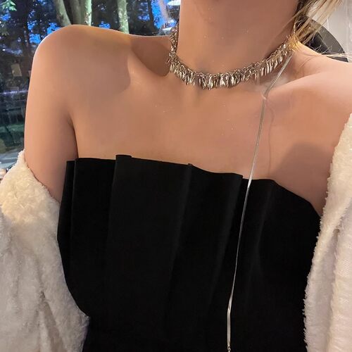 多种戴法麦穗亮片可抽拉项链轻奢高级感小众设计颈链锁骨链毛衣链