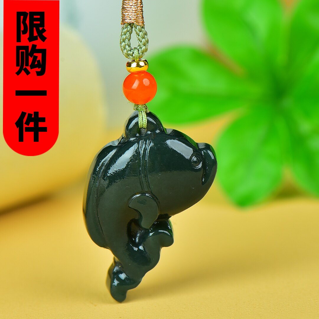 新疆和田玉海豚小吊坠玉坠青玉海豚挂件钥匙坠手机链包包挂件
