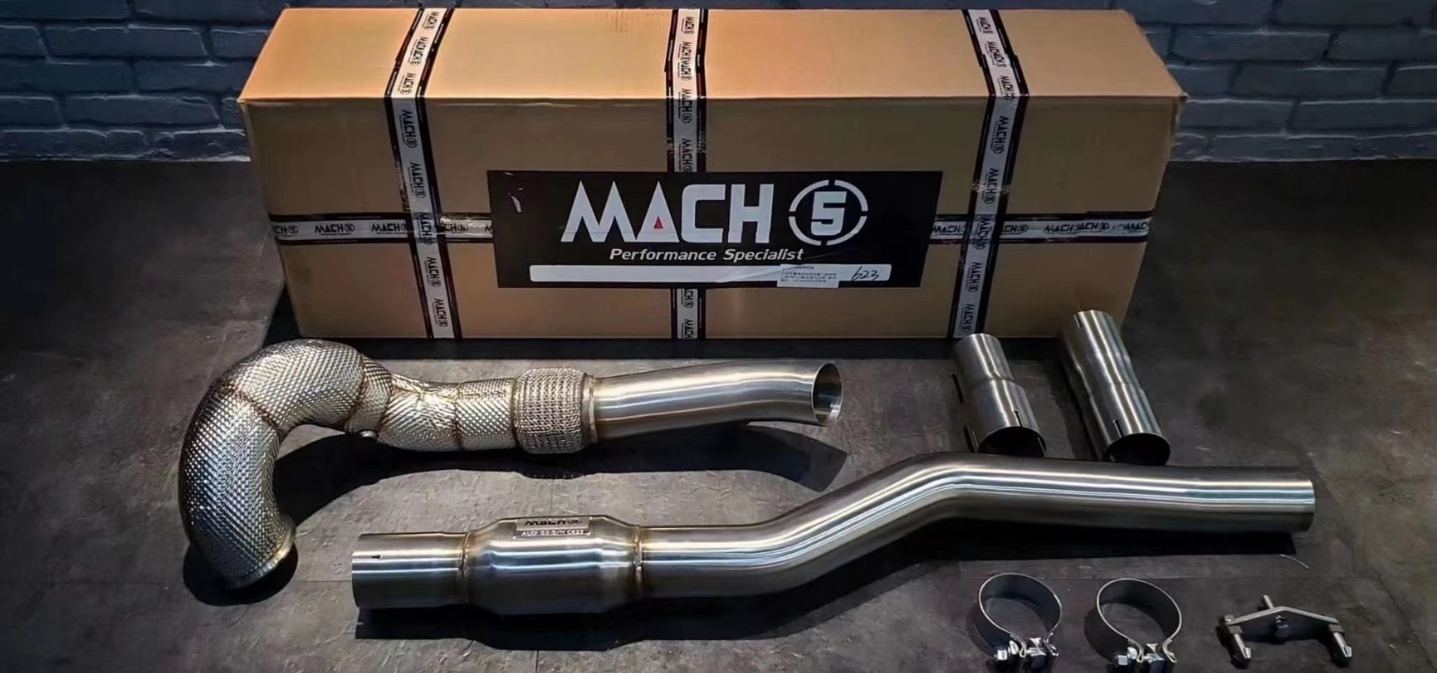MACH5高流量直通/三元200钼头段适用奥迪S3/GOLF 7/GTI7 7R